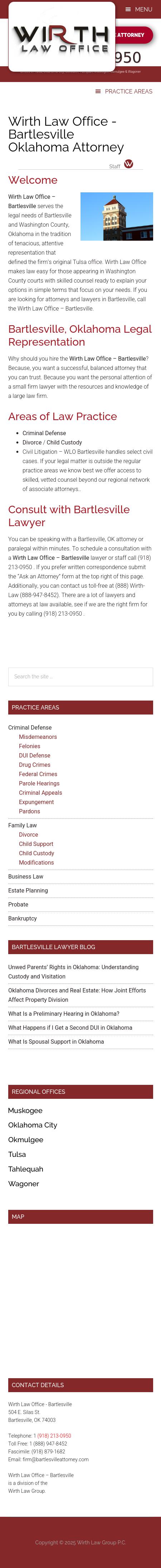 Wirth Law Office - Bartlesville Attorney - Bartlesville OK Lawyers